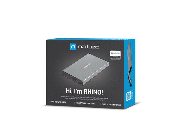 NATEC HDD ENCLOSURE RHINO GO (USB 3.0, 2.5", GREY)