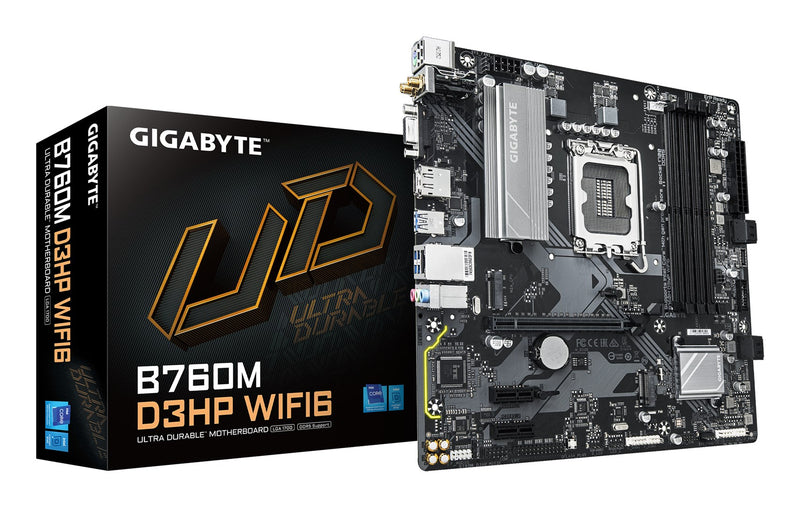 GIGABYTE B760M D3HP WIFI6 Motherboard - Supports Intel Core 14th Gen CPUs, 4+1+1 Phases Digital VRM, up to 5600MHz DDR5, 2xPCIe 4.0 M.2, Wi-Fi 6, GbE