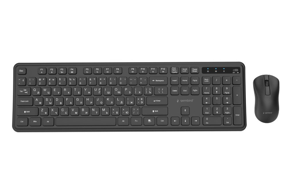 Gembird KBS-WPS-01-W Slim Pro Business wireless desktop set, black, RU layout
