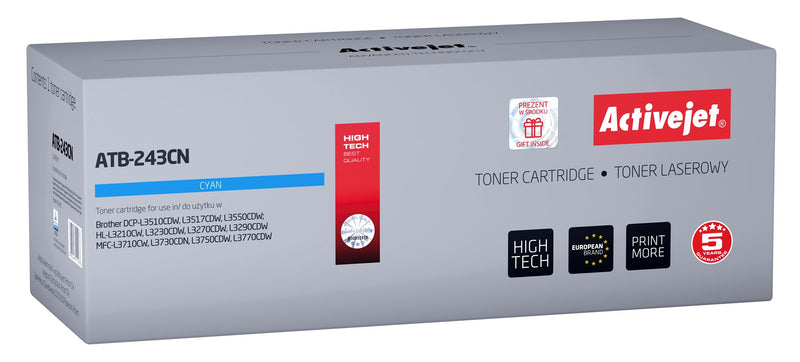 Activejet ATB-243CN Toner (ersetzt Brother TN-243C; Supreme; 1000 Seiten; Cyan)