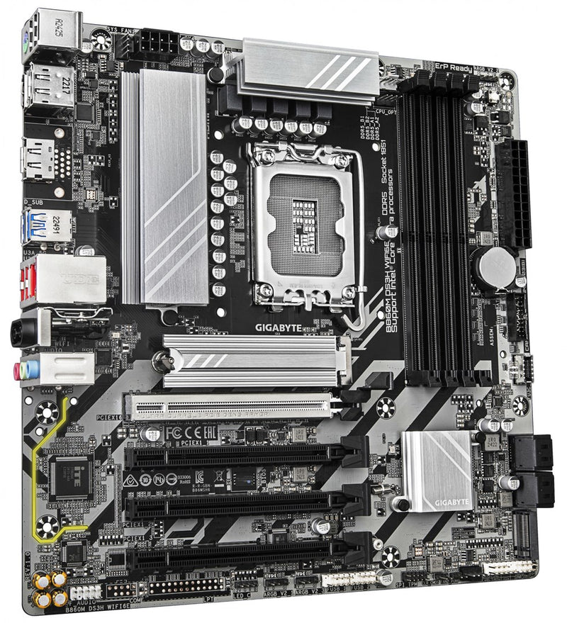 GIGABYTE B860M DS3H WIFI6E Motherboard - Intel Core Ultra Series CPUs, 5+1+2+1 Phases VRM, up to 9066MHz DDR5, 1xPCIe 5.0 + 1xPCIe 4.0 M.2, 2.5GbE LAN