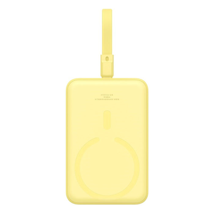 Baseus Magnetic Mini - 10,000mAh 20W USB-C power bank with MagSafe wireless charging and Lightning cable (yellow)