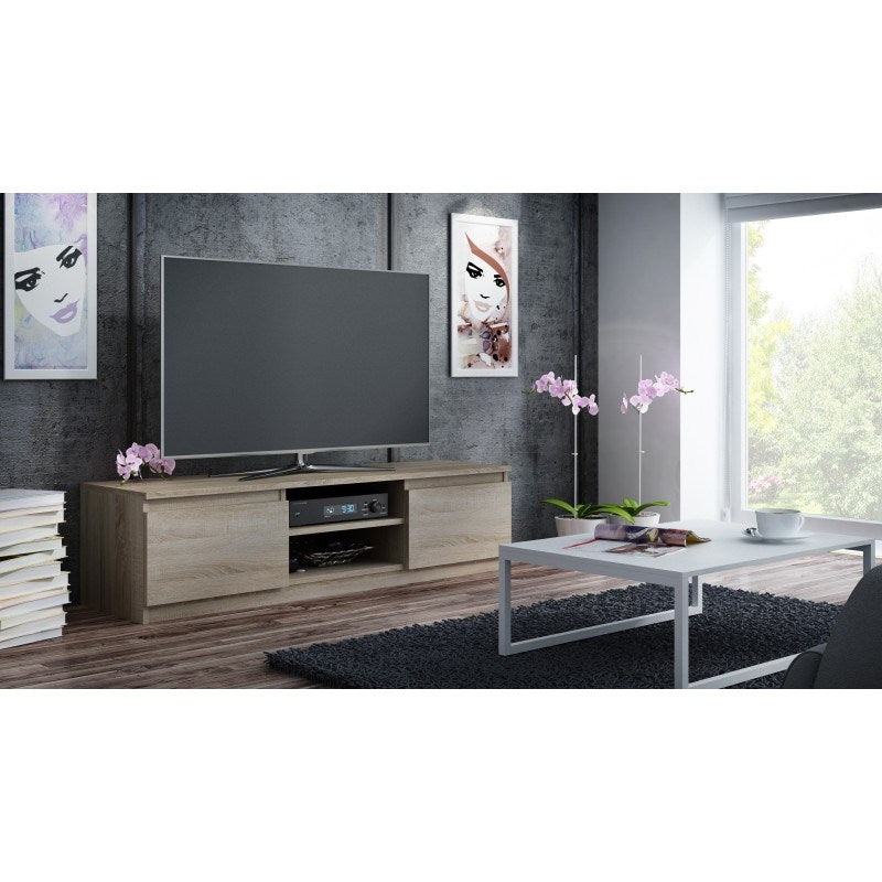 Topeshop RTV140 SONOMA TV-Ständer/TV-Möbel 2 Ablagen