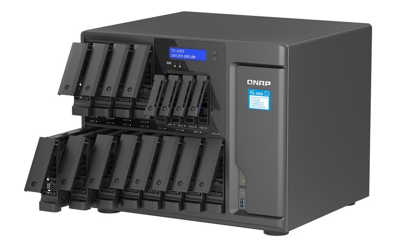QNAP TS-1655 - NAS server - 16 bays - SATA 6Gb/s - RAID JBOD, 0, 1, 5, 6, 10, 50, 60 - RAM 8 GB - 2.5 Gigabit Ethernet - iSCSI support