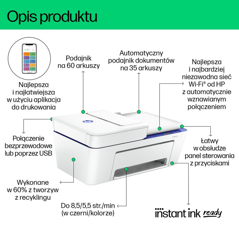 HP DeskJet 4230e Wireless All-in-One Color Printer, Instant Ink; Copier, Scanner