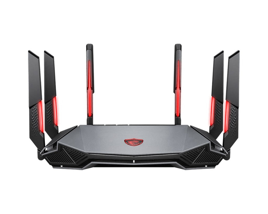 MSI RADIX AXE6600 WIFI 6E TRI-BAND wireless router Gigabit Ethernet Dual-band (2.4 GHz / 5 GHz) Black, Red