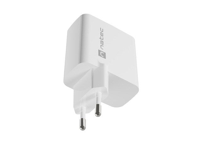 NATEC RIBERA GAN CHARGER 1x USB-A + 1x USB-C 65W WHITE