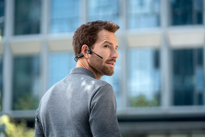 SHOKZ OpenComm2 UC 2025 Upgrade Wireless Bluetooth Bone Conduction Videoconferencing Headset with USB-C Charging Port and USB-C adapter | 16 Hr Talk T