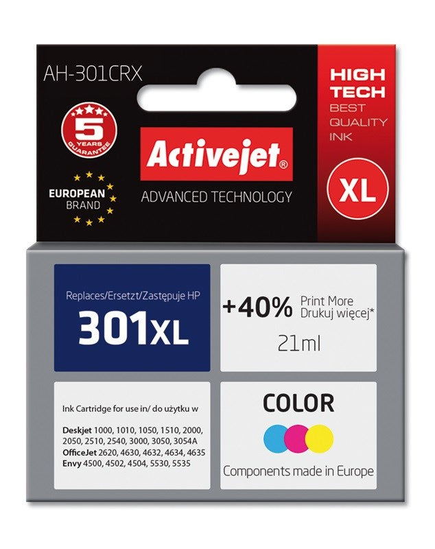 Encre Activejet AH-301CRX (compatible HP 301XL CH564EE ; Premium ; 21 ml ; couleur)
