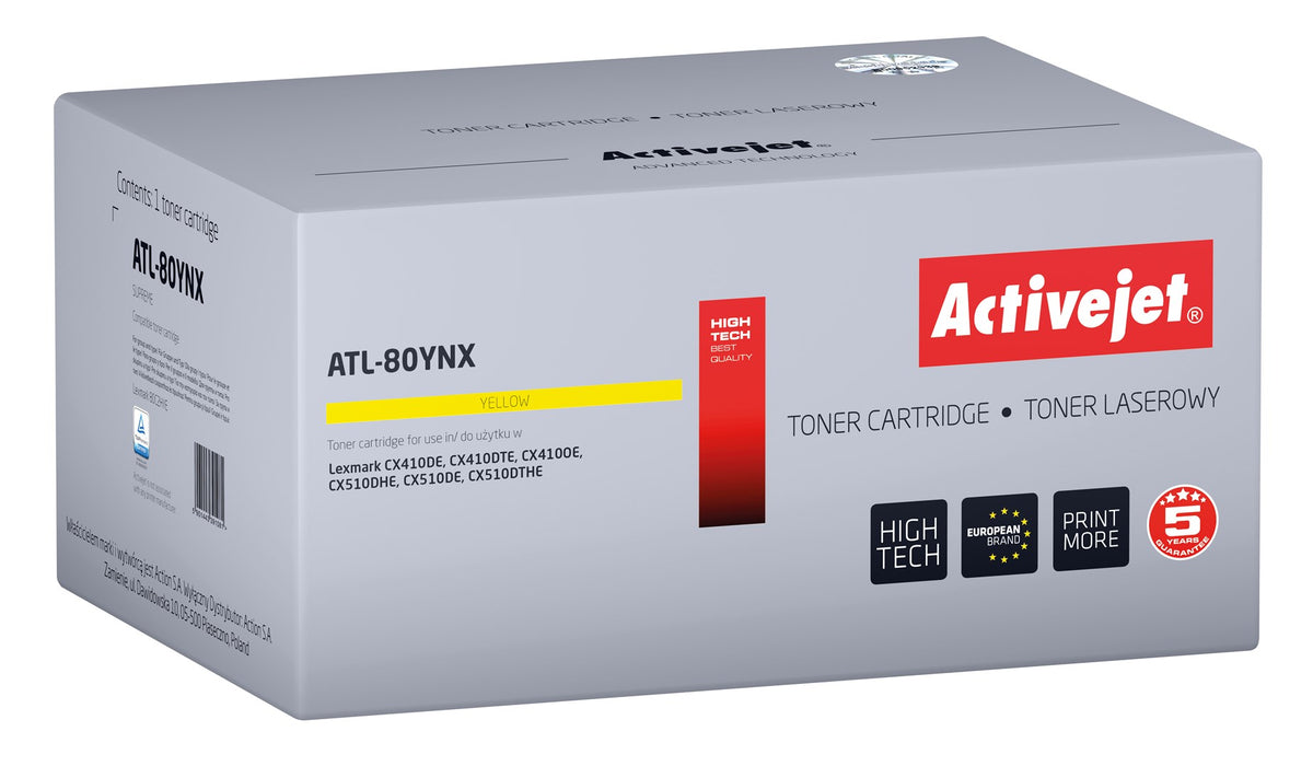 Activejet ATL-80YNX Toner (replacement Lexmark 80C2HYE, Supreme; 3000 pages; yellow)