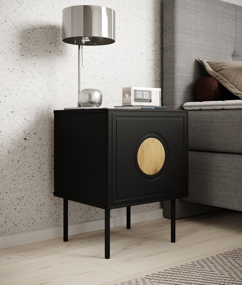 Bedside table 2 pcs. PALAZZO 44.5x40x59 black + oak craft