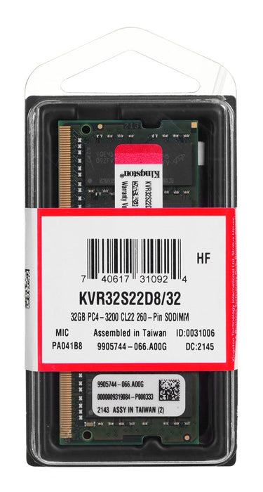 Kingston Technology ValueRAM KVR32S22D8/32 memory module 32 GB 1 x 32 GB DDR4 3200 MHz
