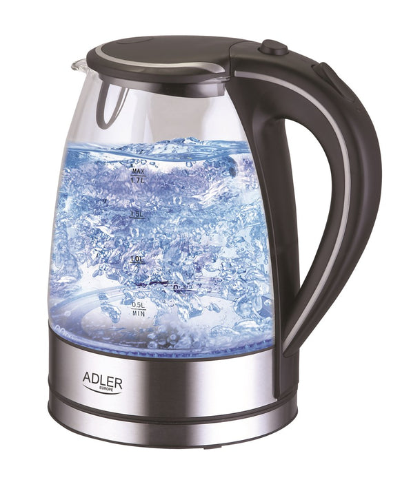 Adler AD 1225 electric kettle 1.7 L Black,Stainless steel,Transparent 2200 W