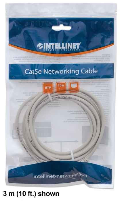 Intellinet Network Patch Cable, Cat6, 0.5m, Grey, CCA, U/UTP, PVC, RJ45, Gold Plated Contacts, Snagless, Booted, Lifetime Warranty