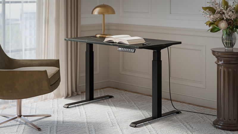 Desk with electric height adjustment MOON 121x67x72-120 black/san sebastian