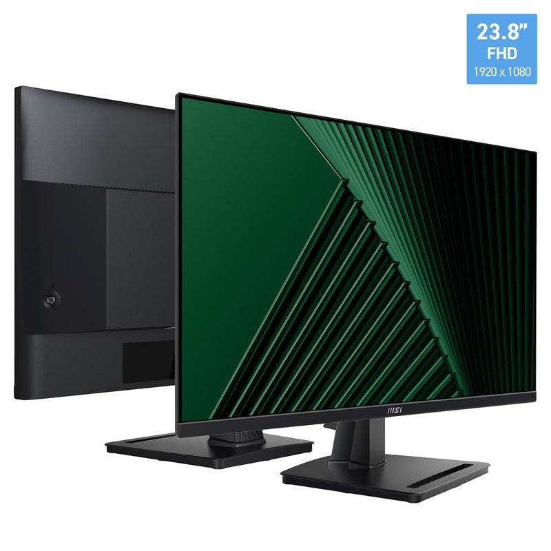 MSI Pro MP245G 24 Inch Monitor, FHD (1920 x 1080), 100Hz, IPS, 1ms, 1x HDMI 1.4b, 1x DP 1.2a output, 1x D-Sub(VGA), Built-in Speakers, Anti-Glare, Ant