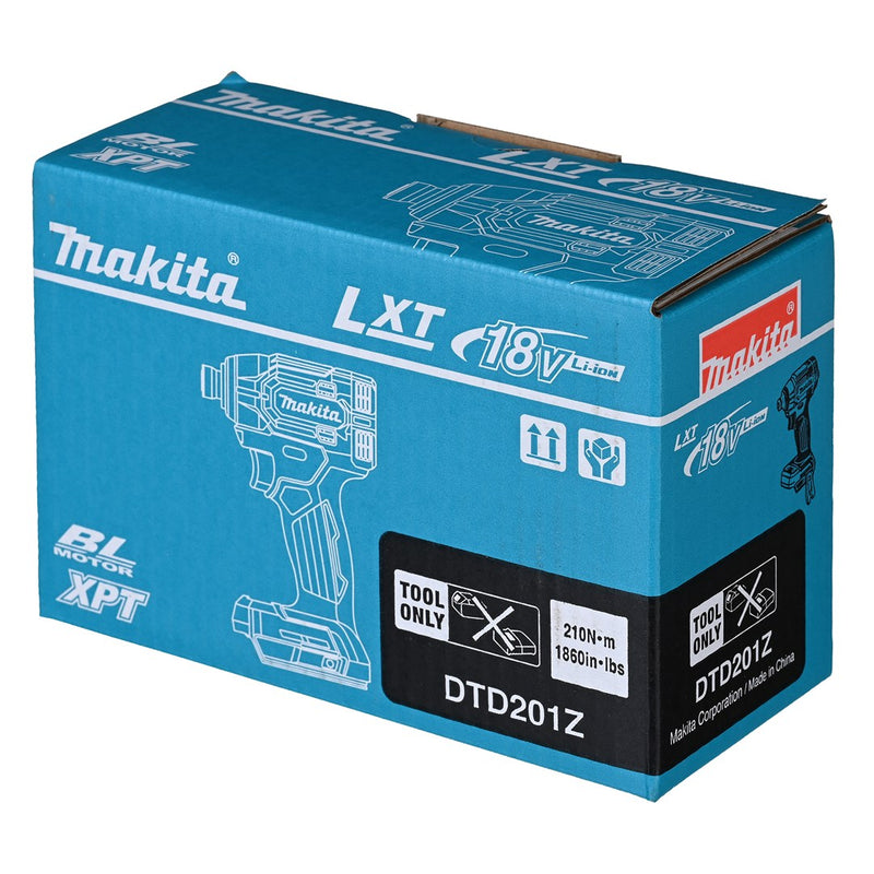 Cordless Impact Driver 1/4" 210 Nm MAKITA DTD201Z BODY 18V LXT BLDC XPT LED