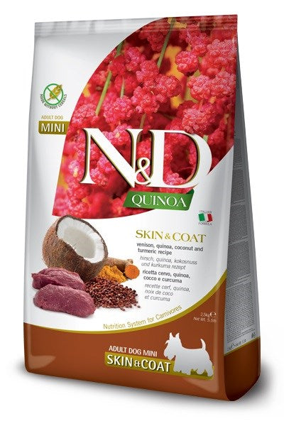 FARMINA N&D Quinoa Dog Skin&Coat Venison, Coconut Adult Mini  - dry dog food - 2.5 kg