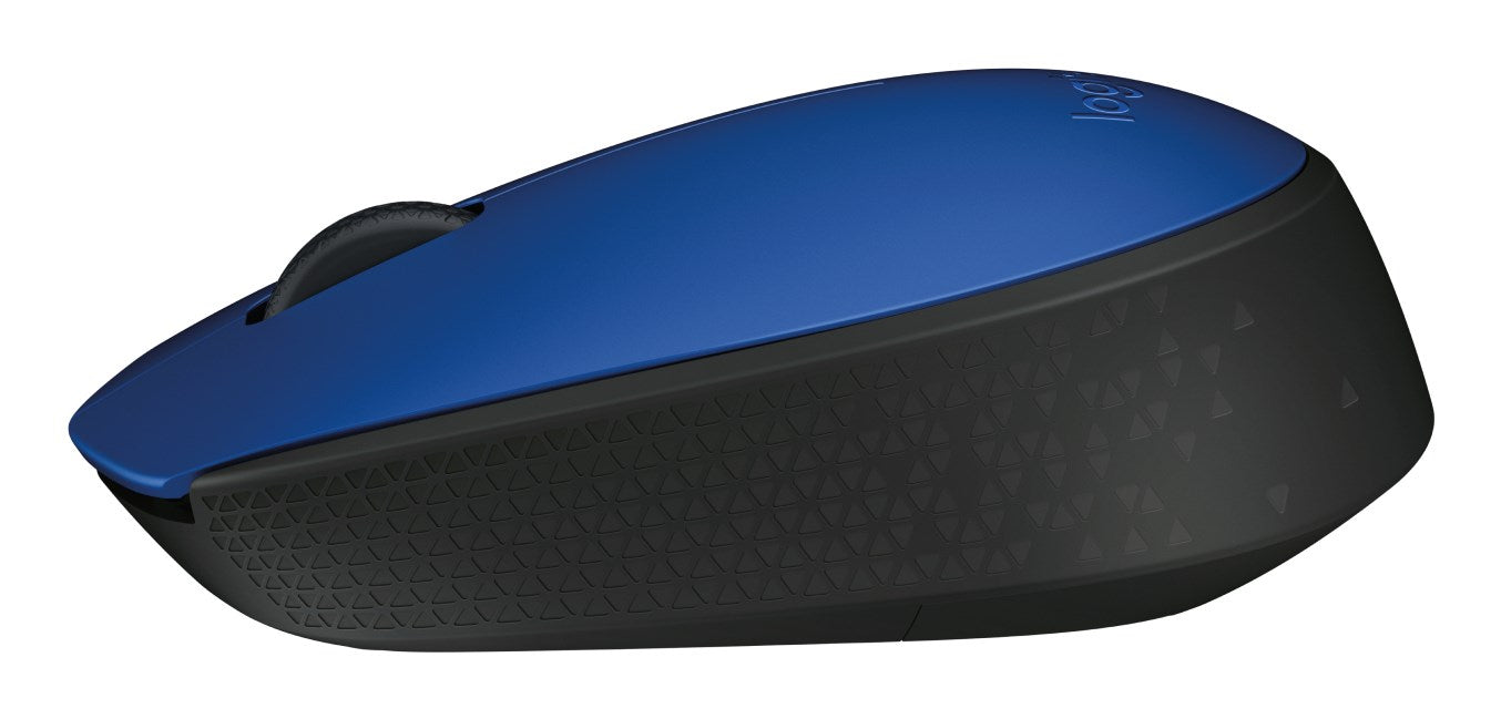Logitech M171 - Mouse - right and left-handed - wireless - 2.4 GHz - USB wireless receiver - black, blue
