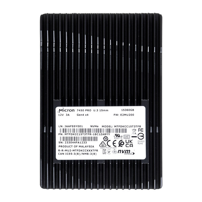 Micron 7450 PRO - SSD - 15.36 TB - internal - 2.5" - U.3 PCIe 4.0 (NVMe)