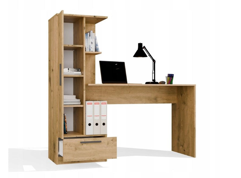 COSMO Oak Artisan Desk + Bookcase Set