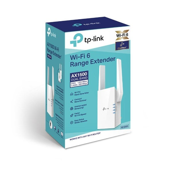 TP-Link RE505X - Wi-Fi range extender - 1GbE - Wi-Fi 6 - 2.4 GHz, 5 GHz