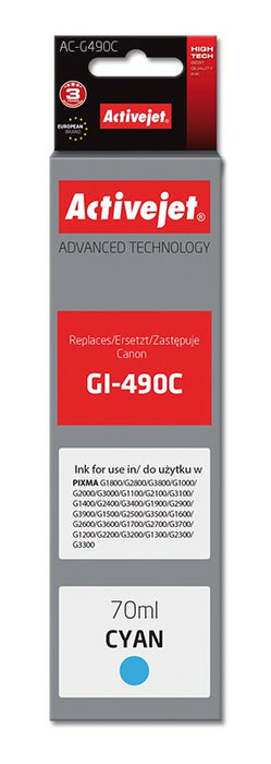 Activejet AC-G490C Ink cartridge (replacement for Canon GI-490C; Supreme; 70 ml; 7000 pages, cyan)