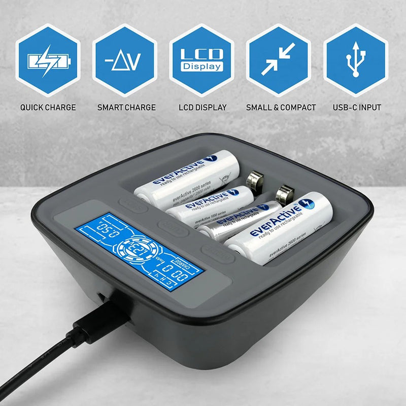 Battery charger Ni-MH USB-C everActive NC1000MV2