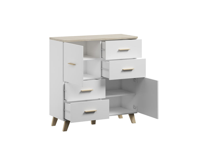Cama Sideboard LOTTA 110 2D4S white/sonoma oak