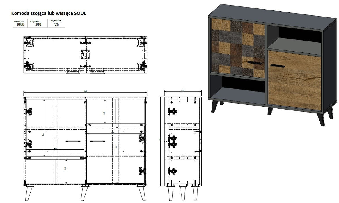 Cama sideboard 2D SOUL 85/100/30