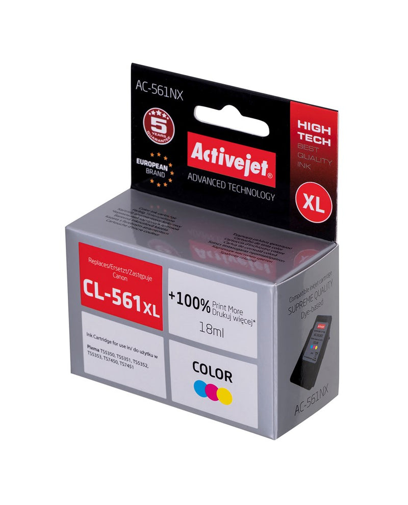 Activejet AC-561NX Ink (replacement for Canon CL-561XL; Supreme; 18 ml; Color: Cyan, Magenta, Yellow)