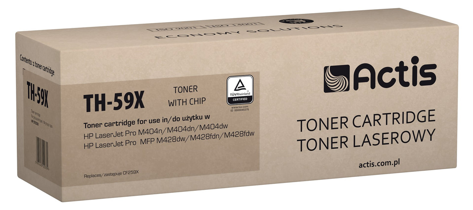 Actis TH-59X Toner (replacement for HP CF259X; Supreme; 10000 pages; black). With a chip. We recommend disabling the printer software update, the new