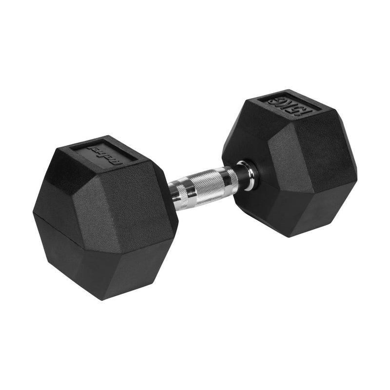 REBEL ACTIVE Rubber-coated cast iron dumbbells 2x15 kg