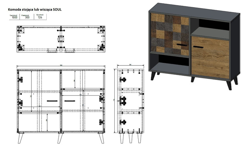 Cama sideboard 2D SOUL 85/100/30