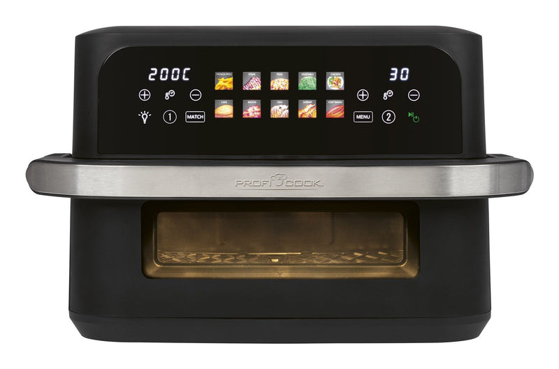 ProfiCook PC-FR 1313 H Double 10 L Stand-alone 2400 W Hot air fryer Black, Stainless steel