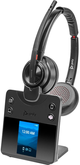 Poly Savi 8420 Office - Savi 8400 series - headset - on-ear - DECT / Bluetooth - wireless - active noise cancelling - black - Certified for Microsoft