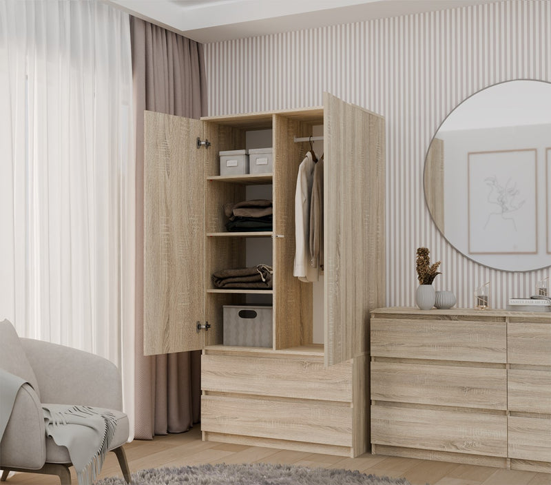 Topeshop SZAFA MALWA SON bedroom wardrobe/closet 5 shelves 2 door(s) Oak