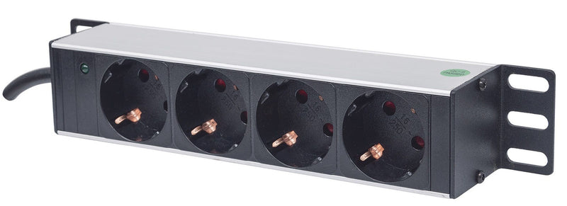 Intellinet 10" 1U Rackmount 4-Output Power Distribution Unit (PDU) EU CEE 7/3 Outlets, With Power Indicator, No Surge Protection, Built-in 1.8m Power