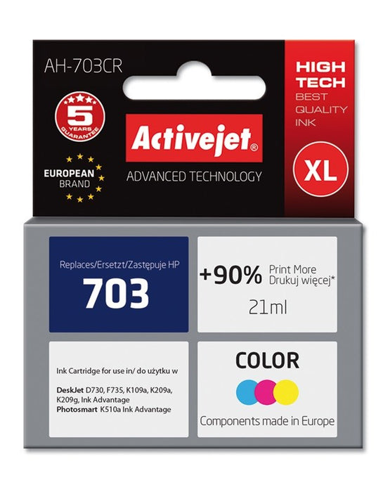 Activejet AH-703CR Ink (replacement for HP 703 CD888AE; Premium; 21 ml; colour)