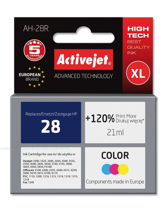 Activejet AH-28R Ink (replacement for HP 28 C8728A; Premium; 21 ml; color)