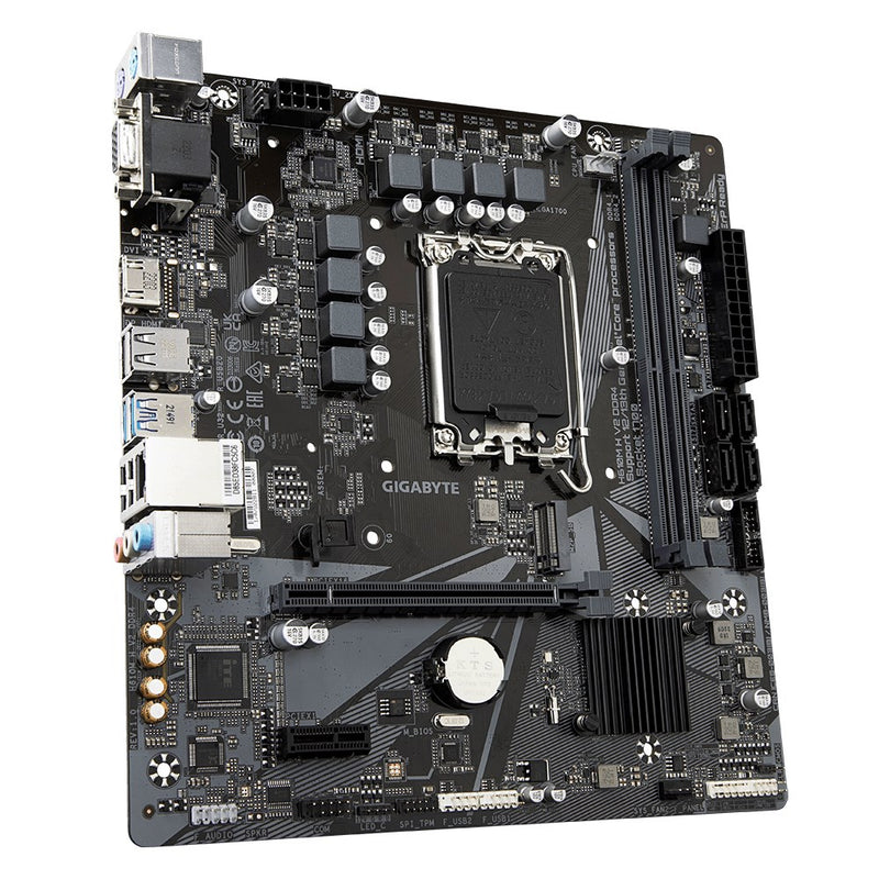 GIGABYTE H610M H V2 DDR4 Motherboard - Supports Intel Core 14th CPUs, 6+1+1 Hybrid Digital VRM, up to 3200MHz DDR4 (OC), 1xPCIe 3.0 M.2, GbE LAN, USB