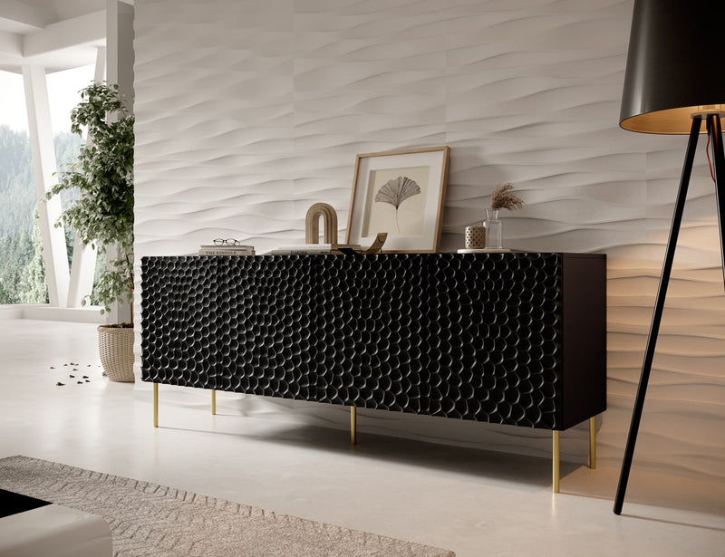 HOLE chest 190x40.5x74.5 cm matte black