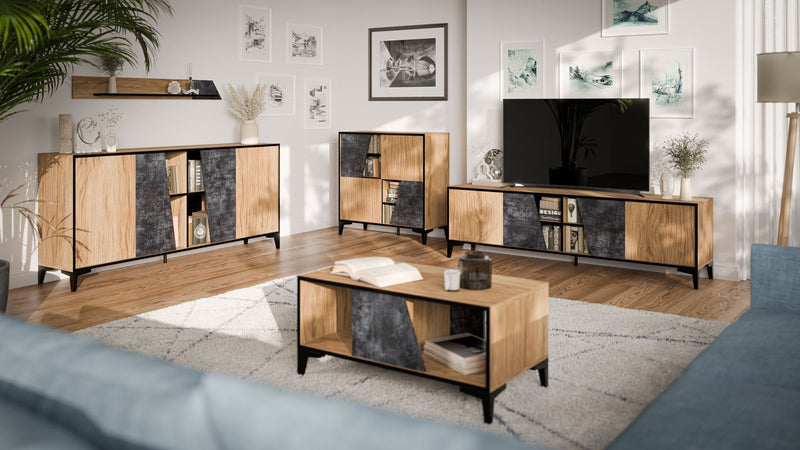 Cama OVO shelf 130x20xH15 oak/concrete