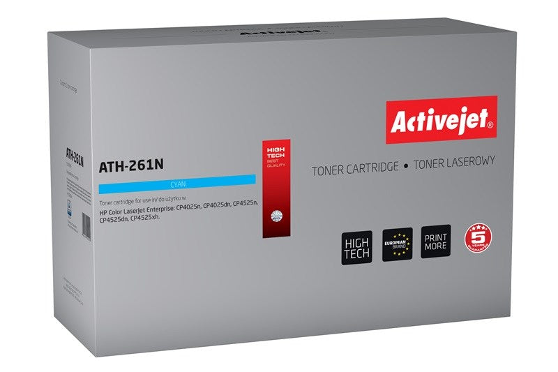 Activejet ATH-261N toner for HP printer; HP CE261A replacement; Supreme; 11000 pages; cyan
