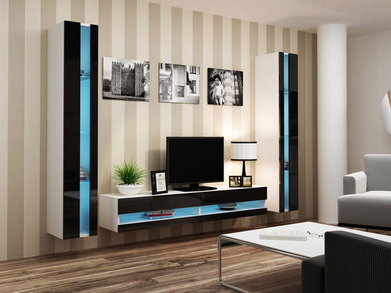 Meuble TV Cama VIGO NEW 30/180/40 blanc/noir brillant
