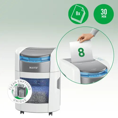 Leitz IQ Optimax AutoFeed 150 80380000 paper shredder, P4, 150 sheets, 15-litre waste bin