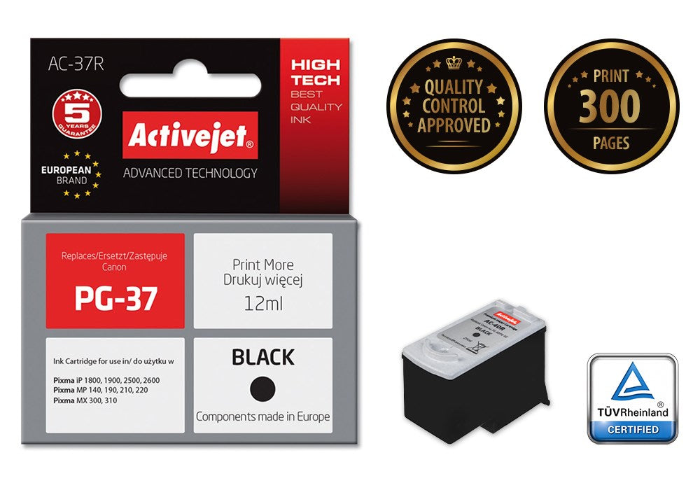 Activejet AC-37R Ink cartridge (replacement for Canon PG-37; Premium; 12 ml; black)