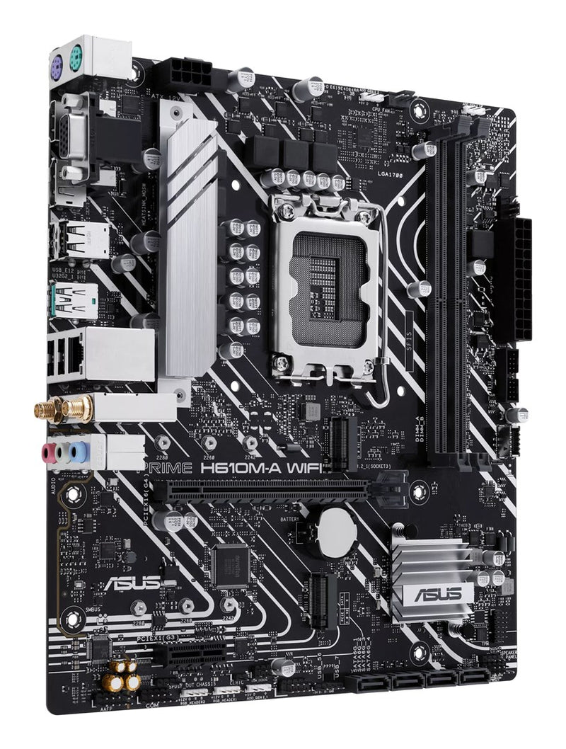 ASUS PRIME H610M-A WIFI - Motherboard - micro ATX - LGA1700 Socket - H610 Chipset - USB 3.2 Gen 2, USB 3.2 Gen 1 - Gigabit LAN, Wi-Fi, Bluetooth - onb