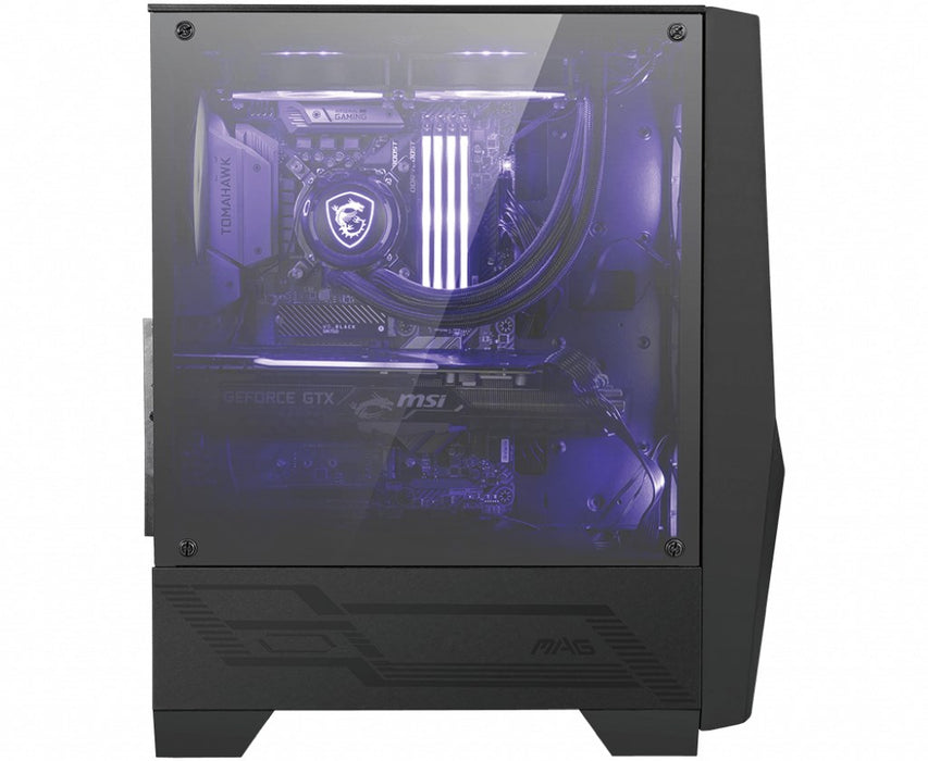 MSI MAG FORGE 100M Mid Tower Gaming Computer Case 'Black, 2x 120mm ARGB PWM Fan, 1x 120mm Fan, 1-6 ARGB Hub, Mystic Light Sync, Tempered Glass Panel,