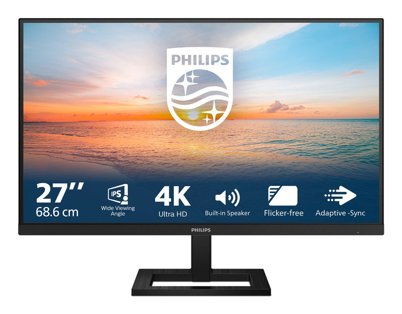 Philips 27E1N1800AE - 1000 Series - LED monitor - 27" - 3840 x 2160 4K @ 60 Hz - IPS - 350 cd/m² - 1000:1 - HDR10 - 4 ms - 2xHDMI, DisplayPort - speak